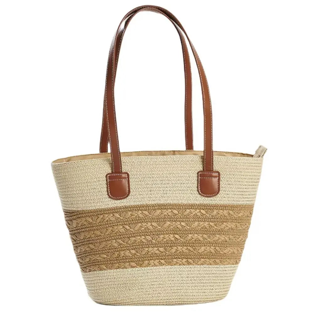 Striped Paper Weave Shoulder Bag