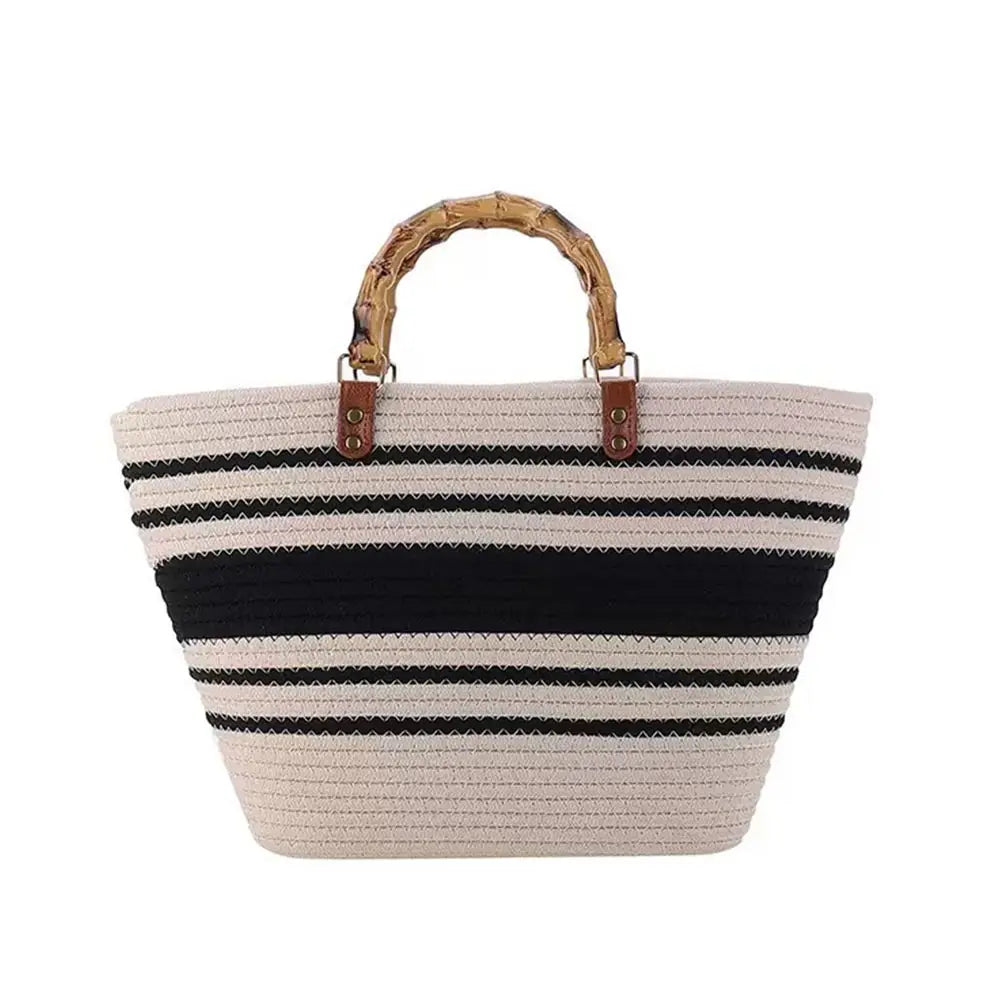 Cotton-Woven Bamboo Handle Tote
