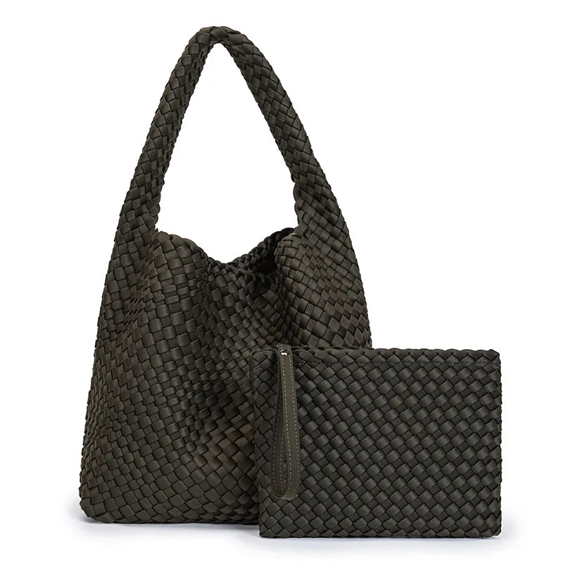 Woven Neoprene Bucket Shoulder Bag