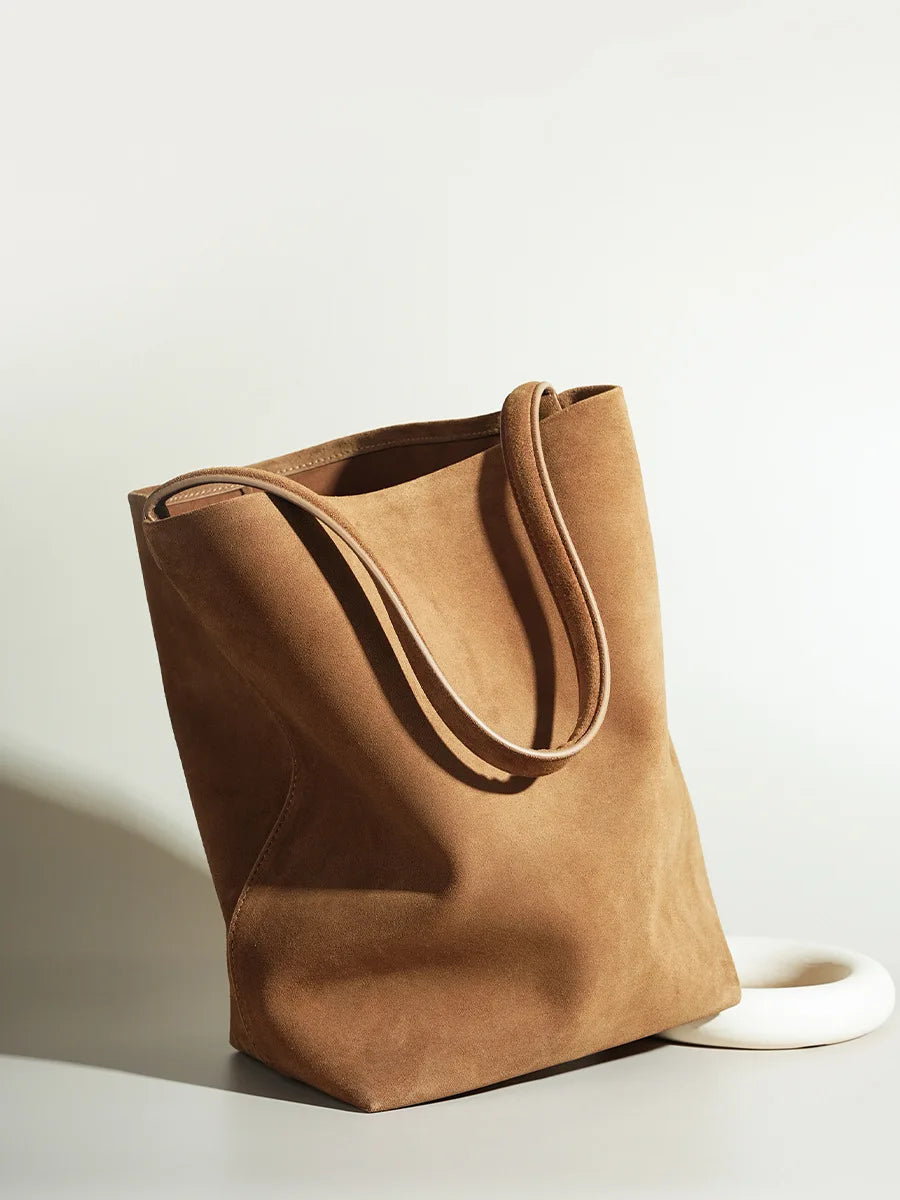 Suede Drawstring Bucket Shoulder Bag