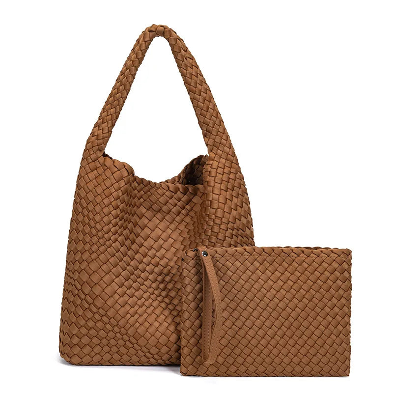 Woven Neoprene Bucket Shoulder Bag