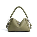 Brown Leather Drawstring Handbag