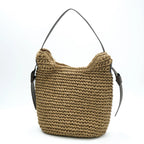 Round Hand Woven Straw Tote