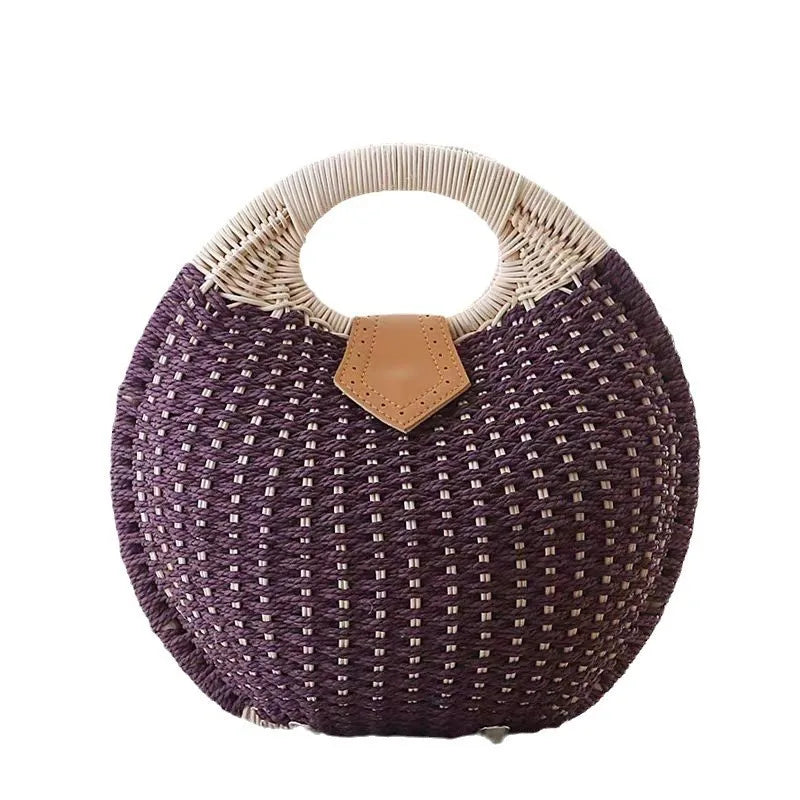 Structured Straw Frame Clutch Purse
