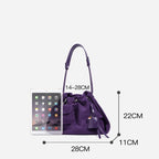 Genuine Leather Suede Drawstring Tote Shoulder Bag