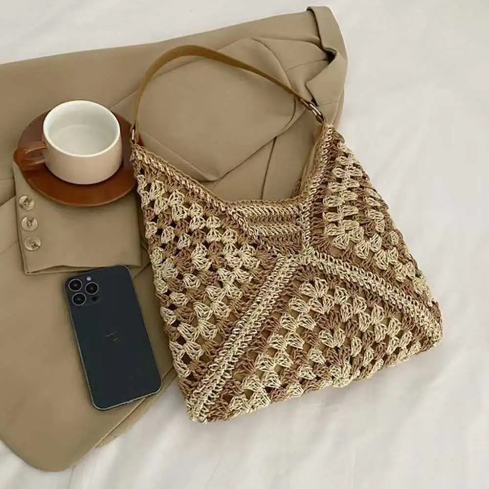 Paper Woven Hobo Shoulder Bag