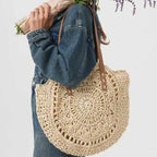 Versatile Round Paper Woven Tote Bag