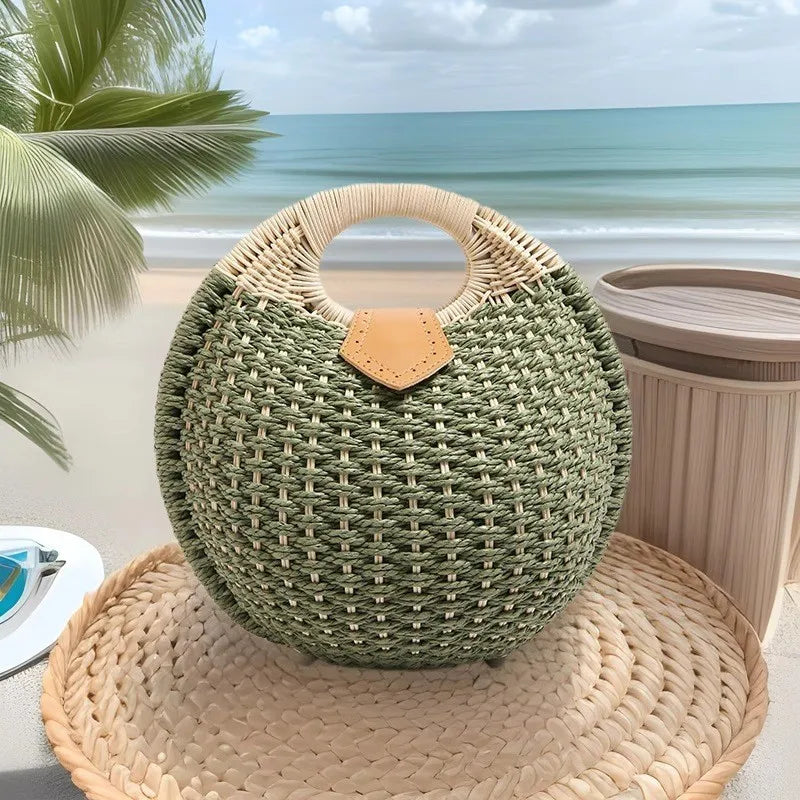 Structured Straw Frame Clutch Purse