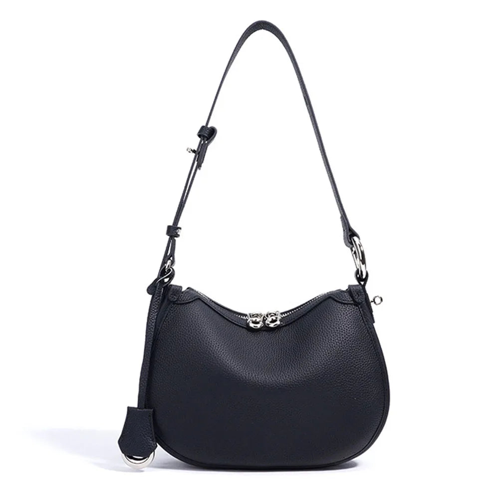 Vintage Half-Moon Leather Purse