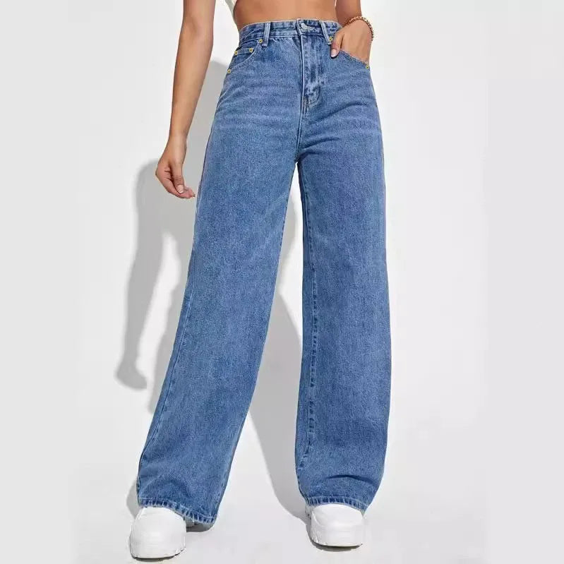 Light Wash Baggy Straight Jeans