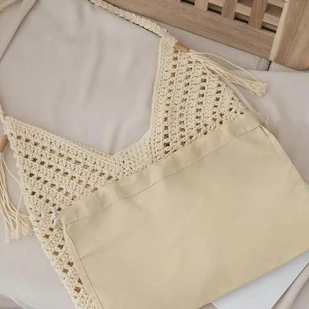 Cotton Woven Tassel Shoulder Bag