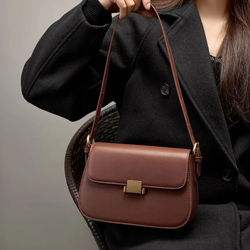 Structured Candy Pattern Leather Satchel