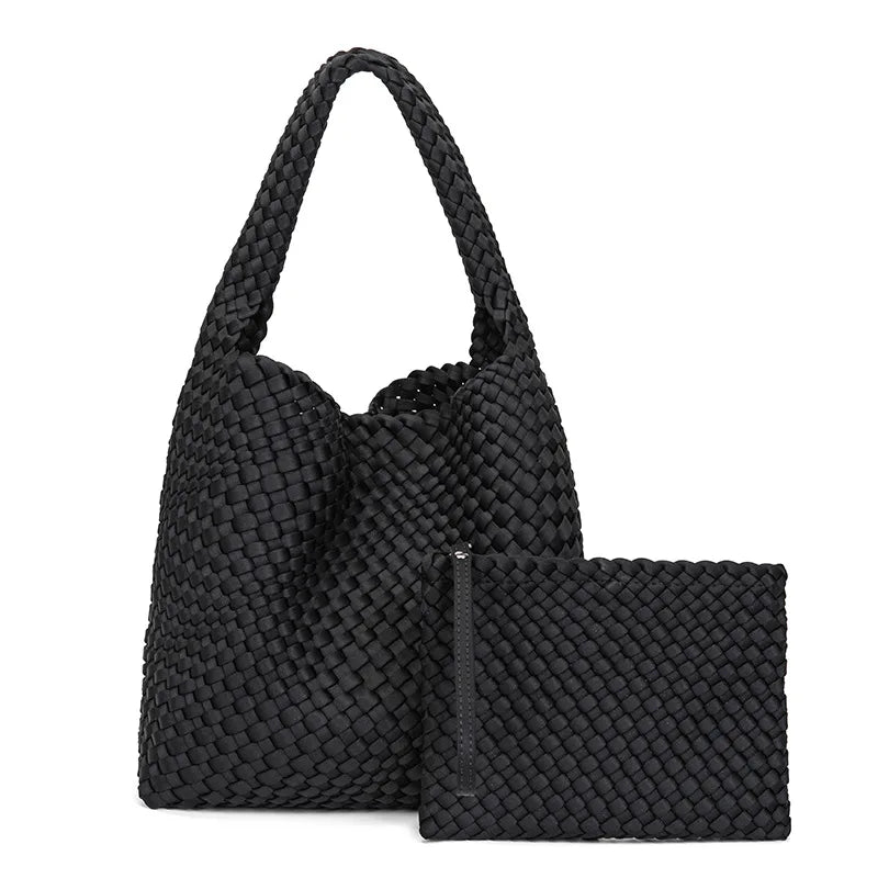 Woven Neoprene Bucket Shoulder Bag