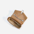 Sequined Chain-Strap Leather Clutch