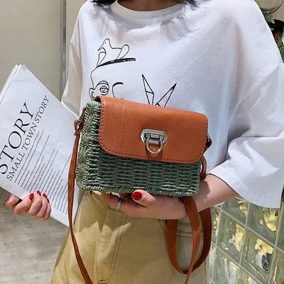 Crossbody Straw Saddle Crossbody Messenger Bag