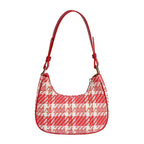 Plaid Half Moon Canvas Bag