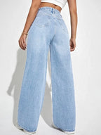 Light Wash Baggy Straight Jeans