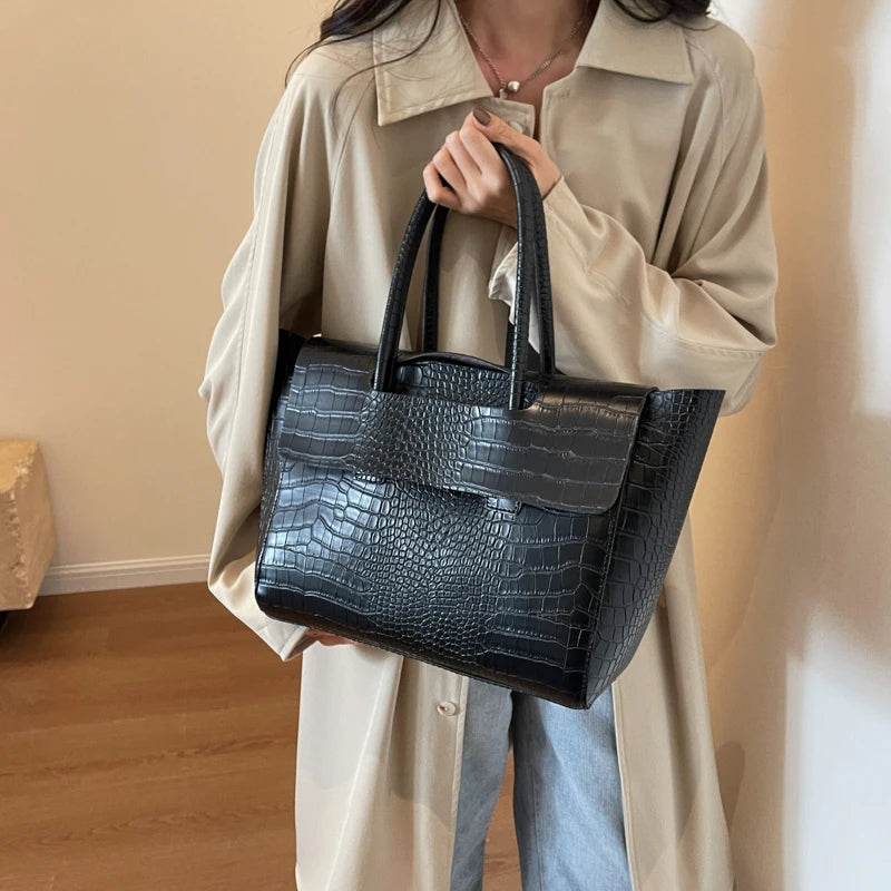 Textured Flap Top Handle Bag