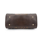 Genuine Leather Bag Embossed Floral Pillow Handbag