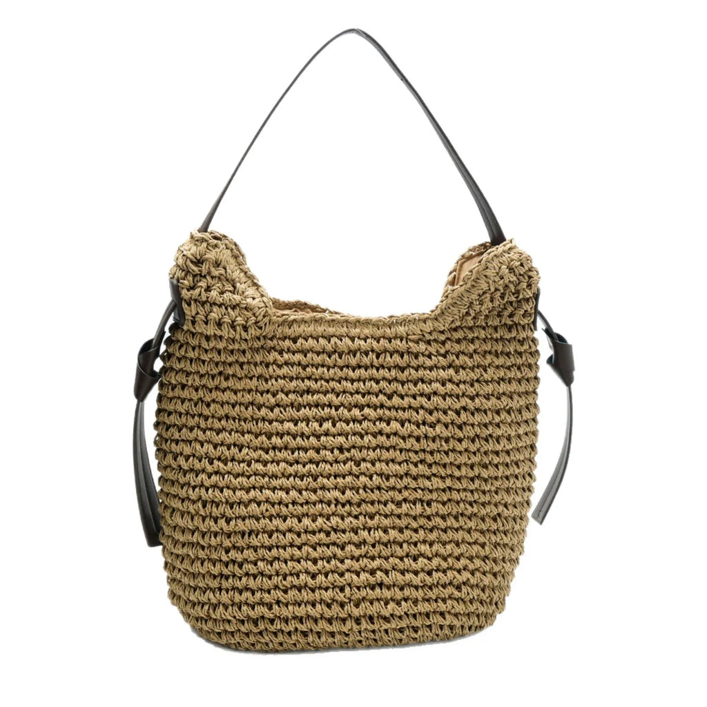 Round Hand Woven Straw Tote
