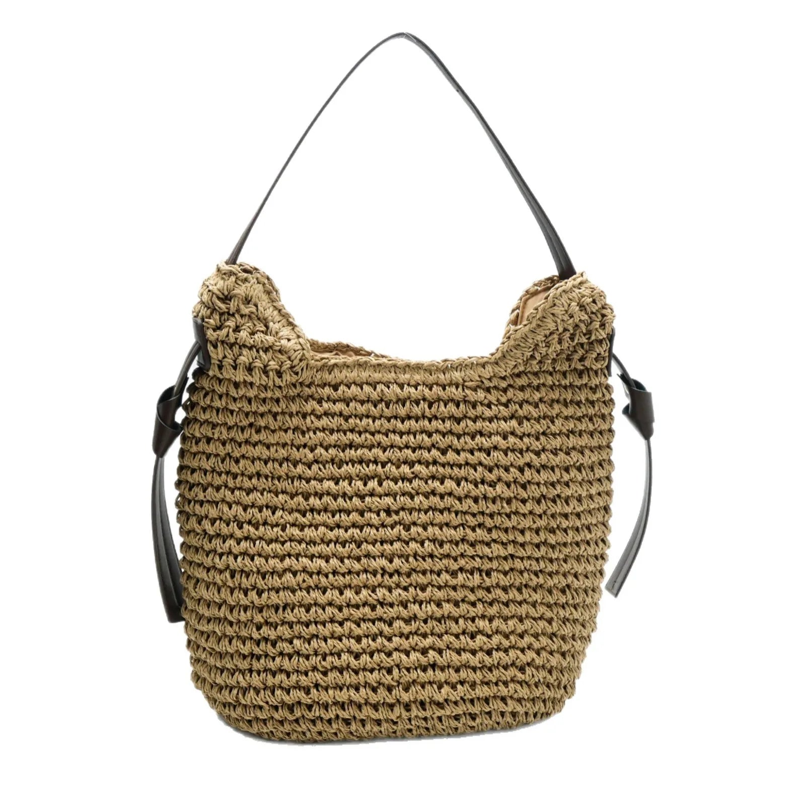 Round Hand Woven Straw Tote