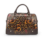 Genuine Leather Bag Embossed Floral Pillow Handbag