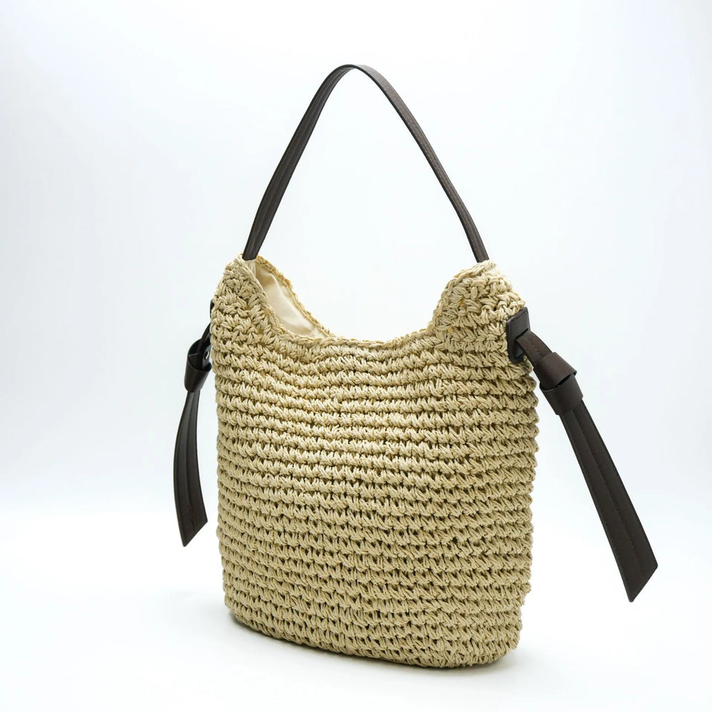 Round Hand Woven Straw Tote
