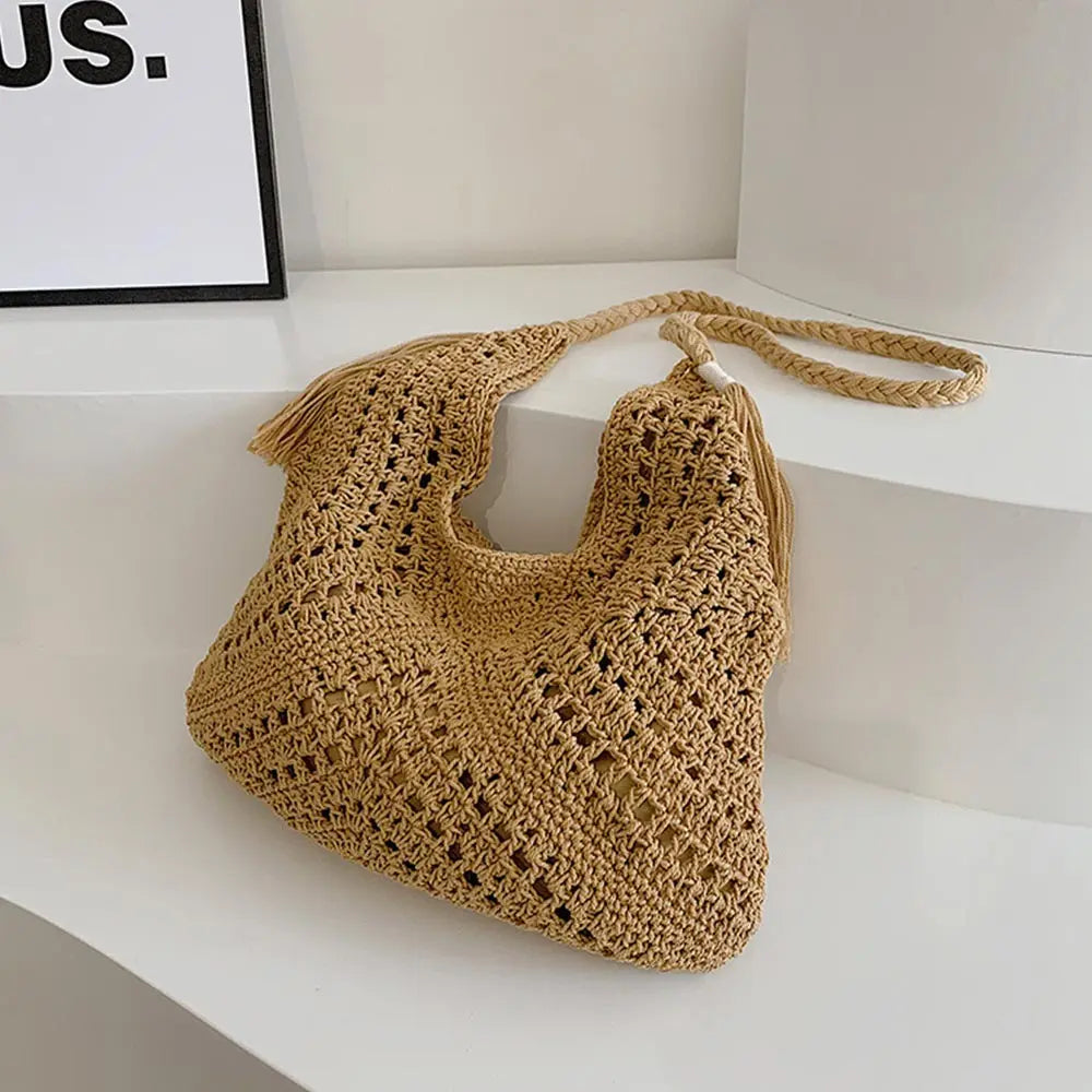 Cotton Woven Tassel Shoulder Bag