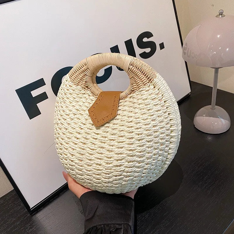 Structured Straw Frame Clutch Purse