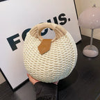 Structured Straw Frame Clutch Purse