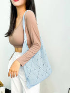 Casual Knitted Crochet Tote Bag