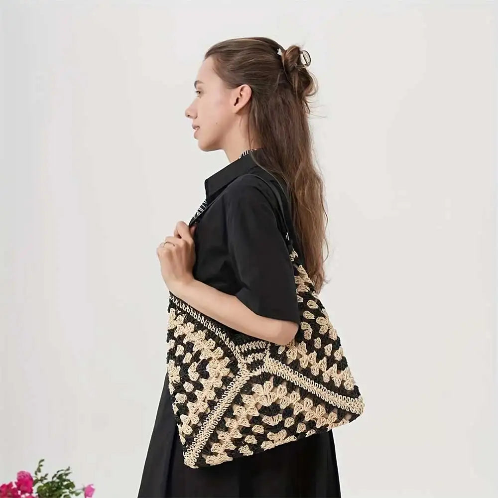 Paper Woven Hobo Shoulder Bag