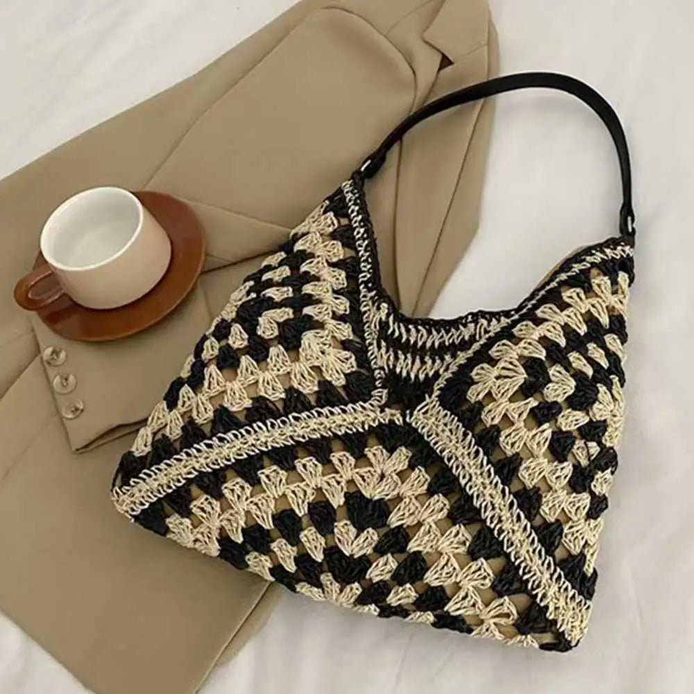 Paper Woven Hobo Shoulder Bag