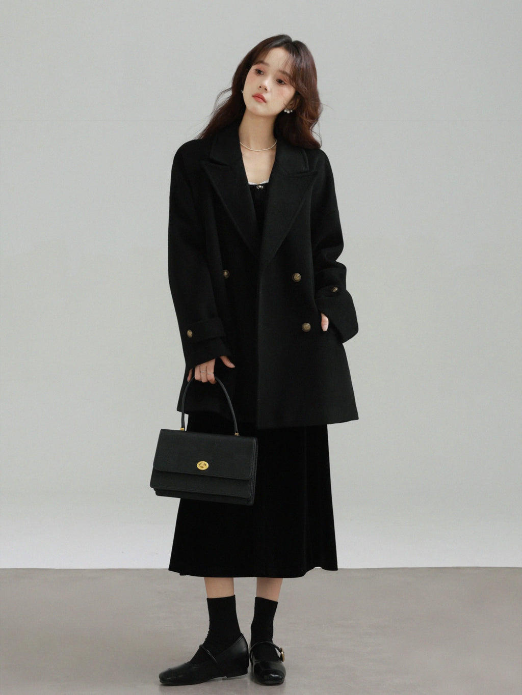 Short Double-Breasted Blazer Coat