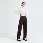 Coffee Coloured Elastic Waist Jeans