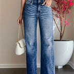 Elastic Waist Wide Leg Jeans