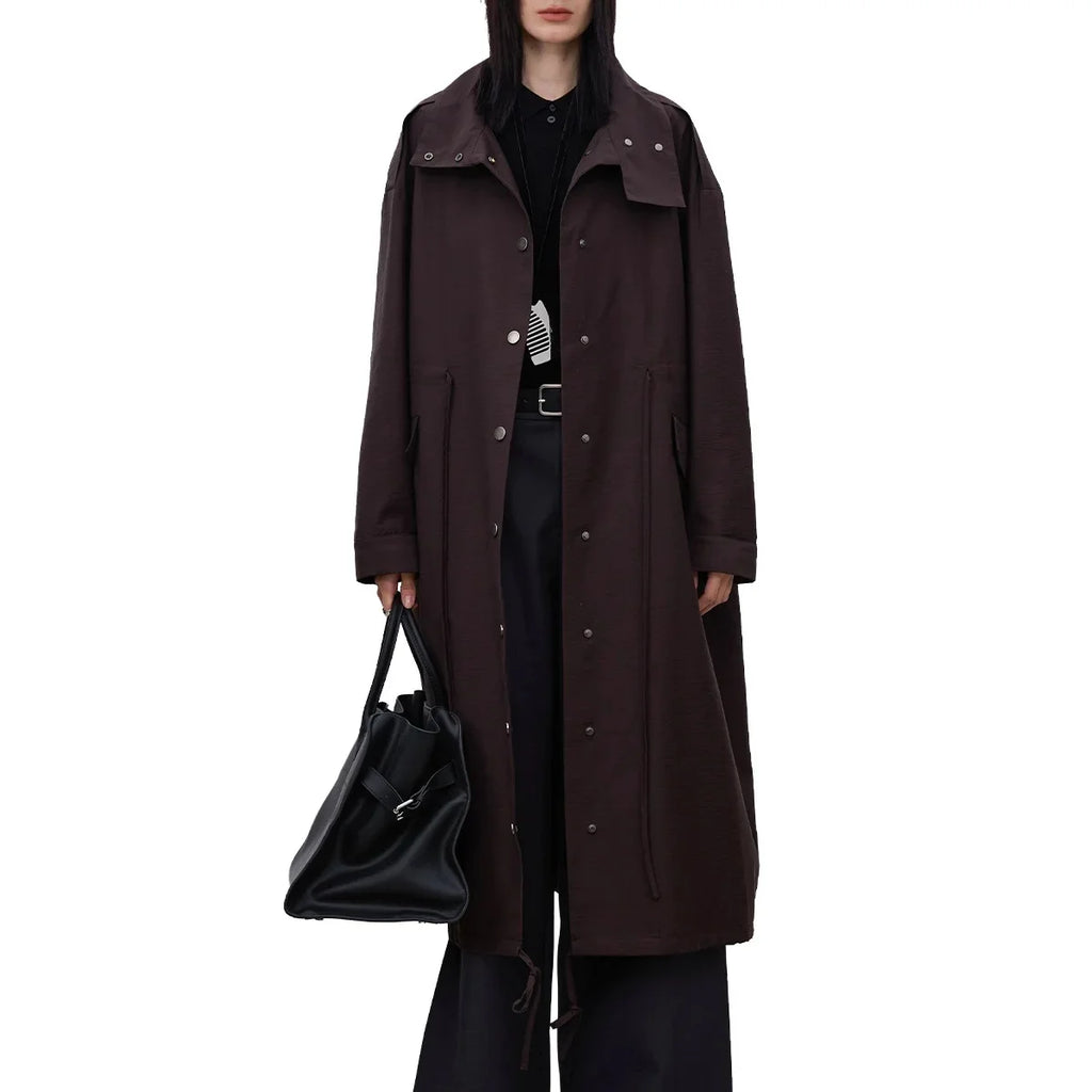 Brown Loose Fit Long Coat