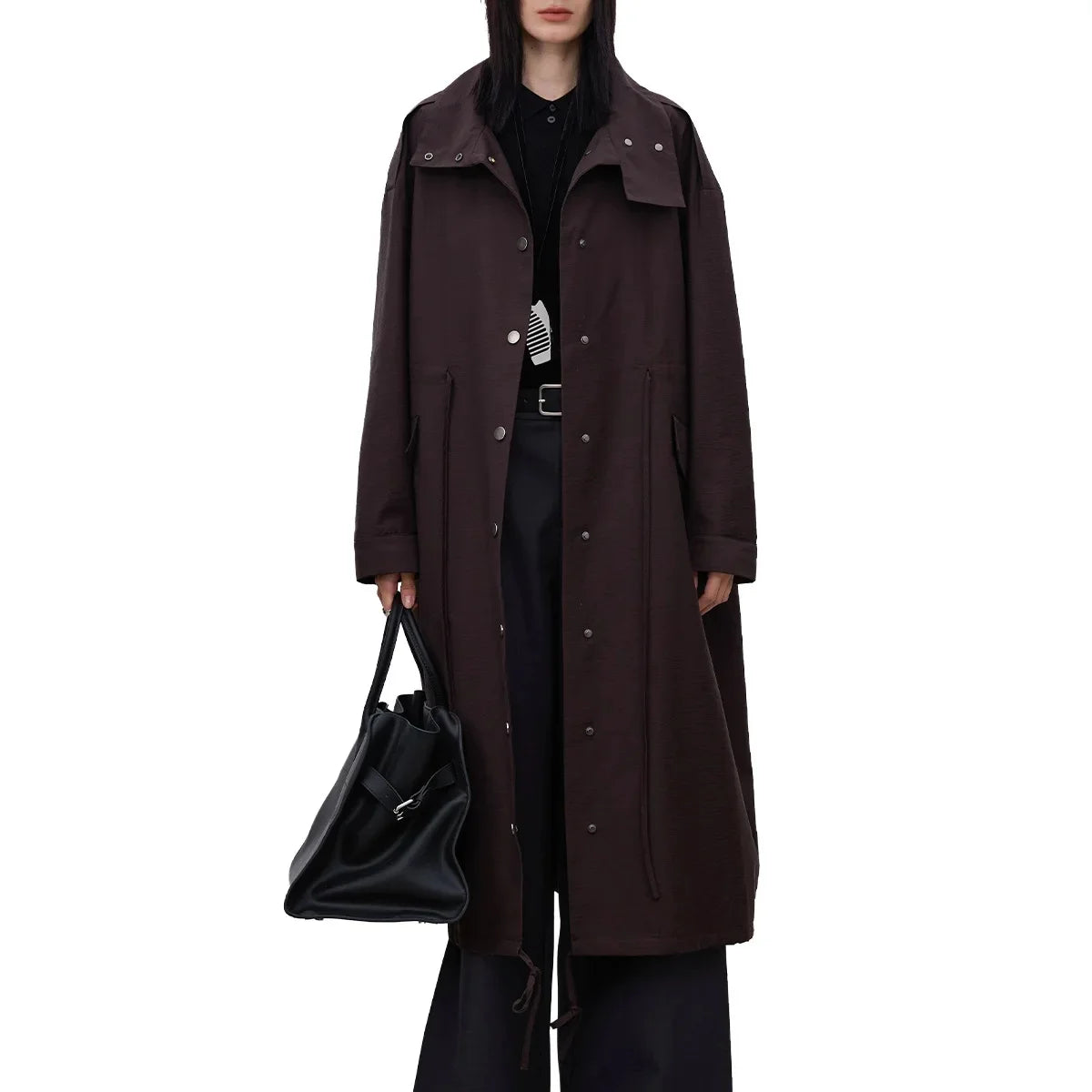 Brown Loose Fit Long Coat