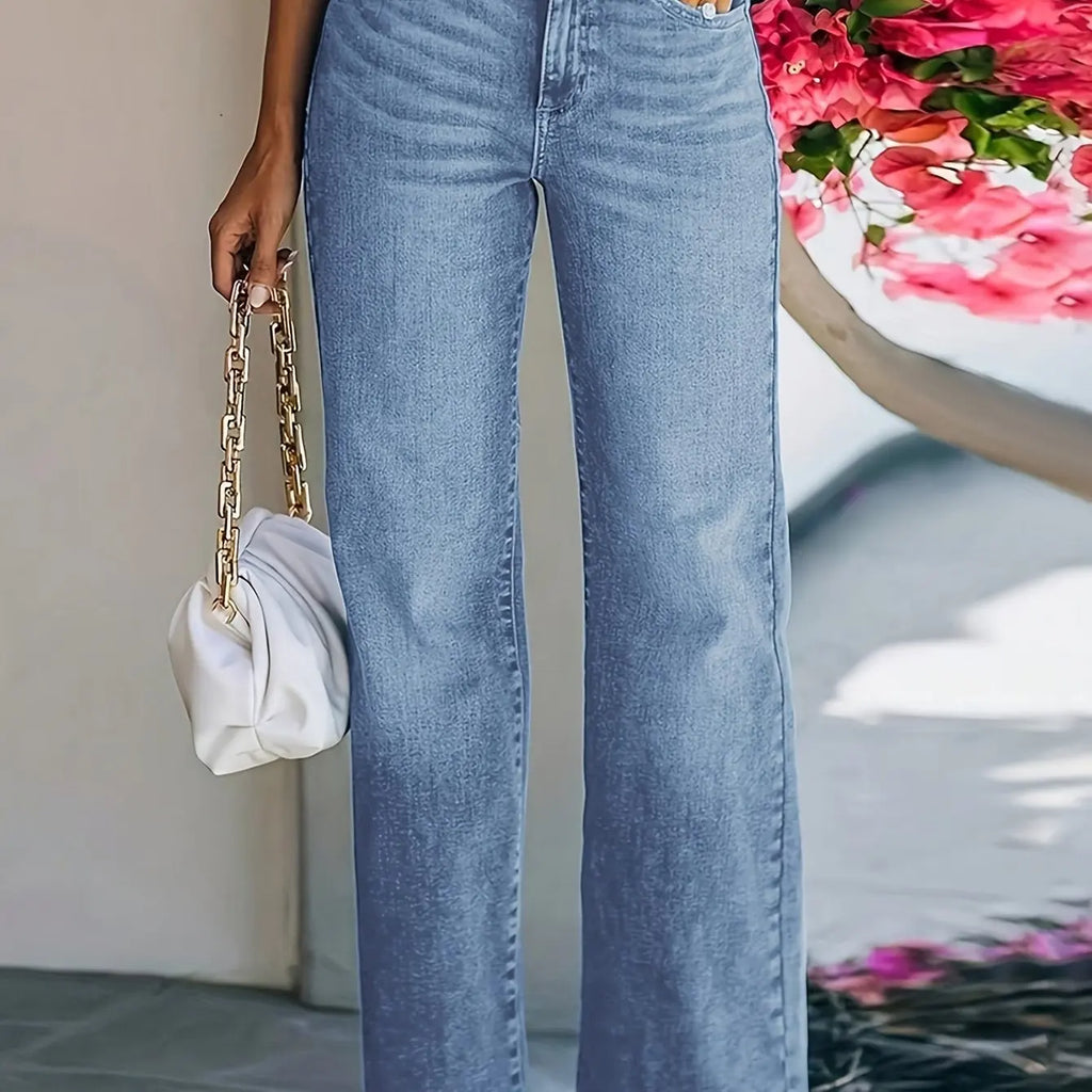 Elastic Waist Wide Leg Jeans
