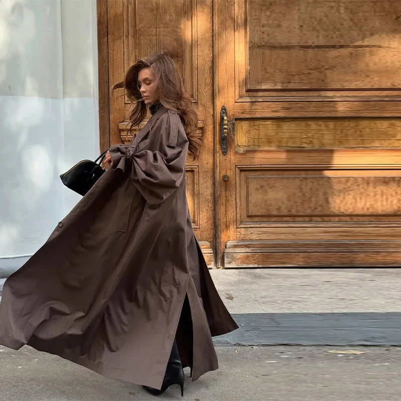 Lace-Up Trench Coat Jacket