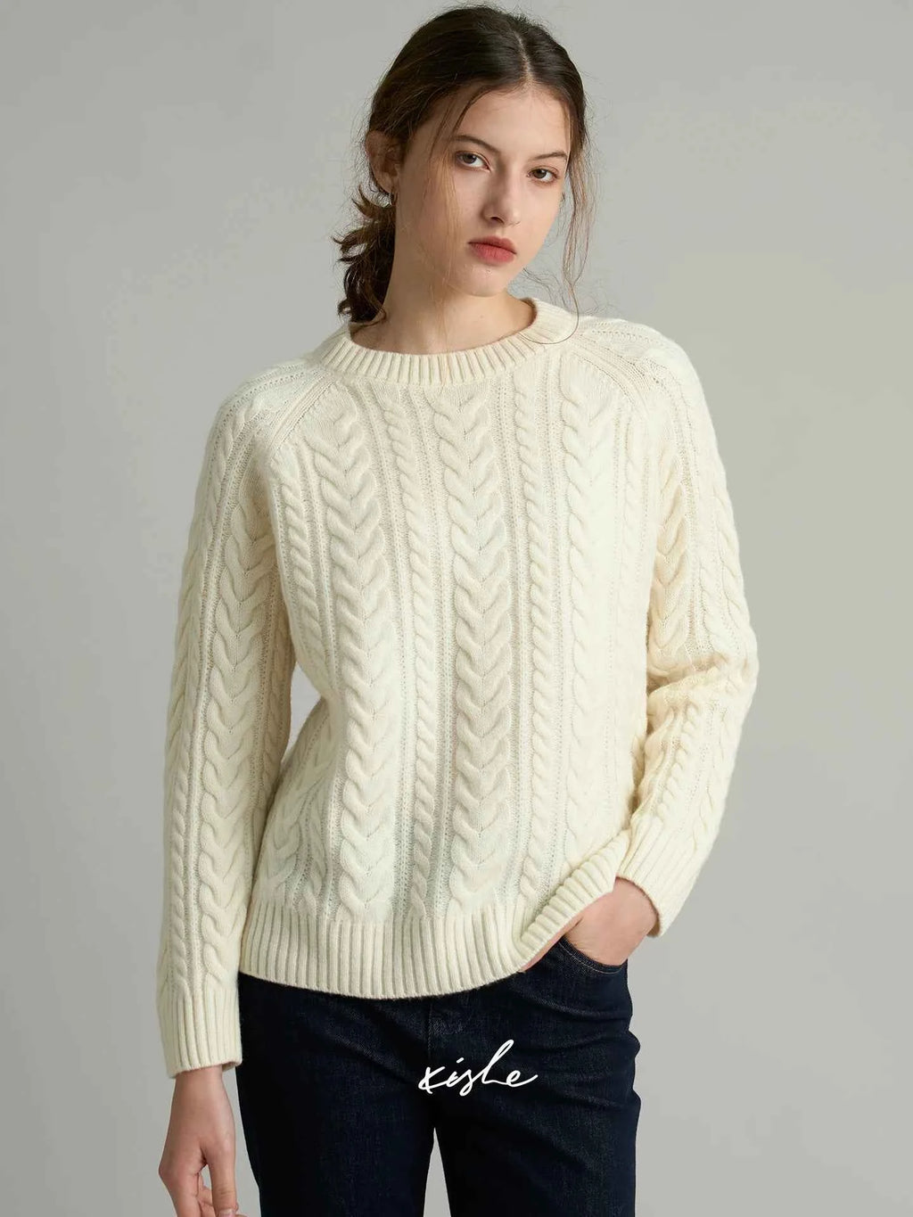 XIE 'Balance White' 00% Wool Knitted Sweater Women's Autumn Winter Thiened Tassel Knitwear Casual Straight Fit round Ne