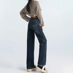 Grey Wide Leg Straight Jeans