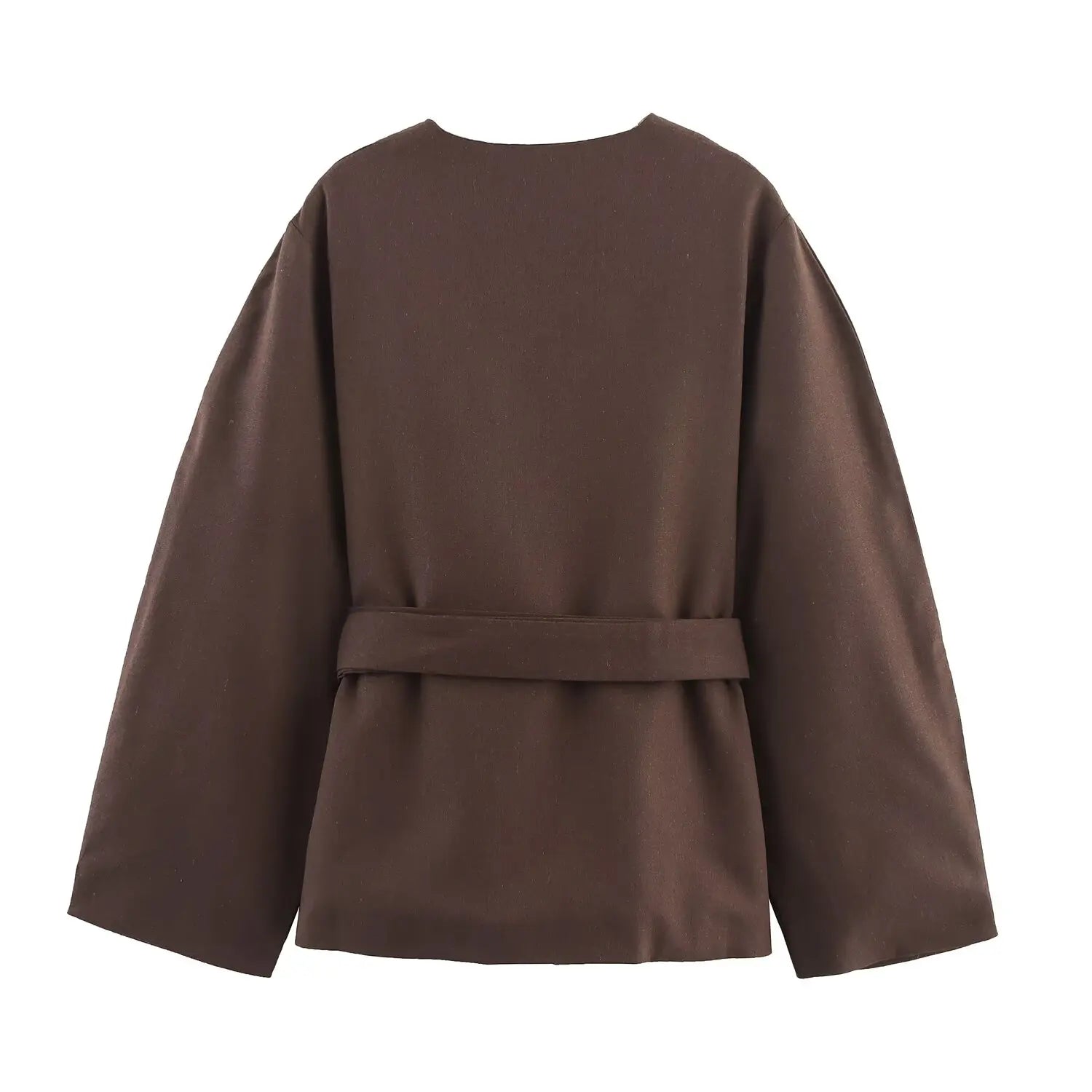 Belted Kimono-Style Zipper Coat Set