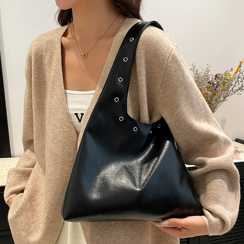 Slouchy Magnetic Closure Tote Bag