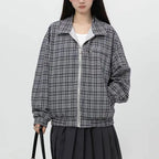 Double-Sided Plaid Stand Collar Jacket