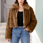 Faux Fur Turn-Down Collar Coat