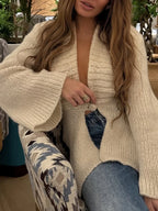 Elegant V-Neck Flare Sleeve Pullover