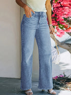 Elastic Waist Wide Leg Jeans
