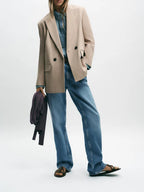 Double-Breasted Ethnic Silhouette Jacket