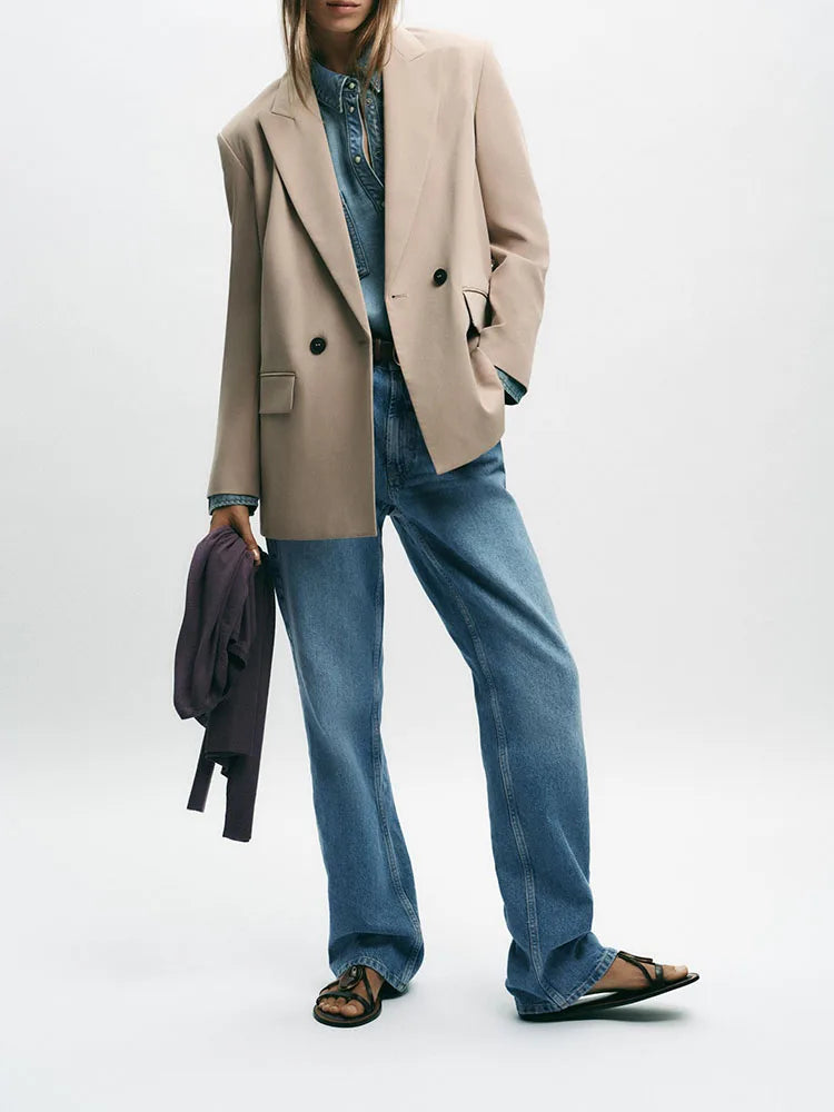 Double-Breasted Ethnic Silhouette Jacket